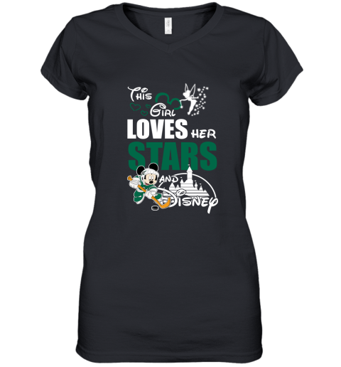 This Girl Love Her Dallas Stars And Mickey Disney Women's V-Neck T-Shirt