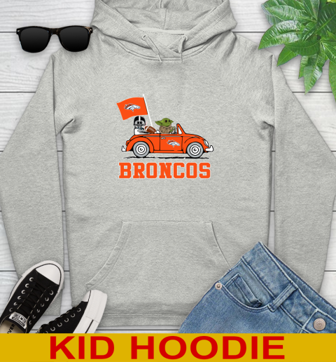 NFL Football Denver Broncos Darth Vader Baby Yoda Driving Star Wars Shirt Youth Hoodie