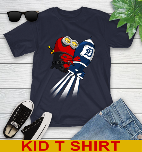 MLB Baseball Detroit Tigers Deadpool Minion Marvel Shirt Youth T-Shirt 3 MLB Baseball Detroit Tigers Deadpool Minion Marvel Shirt Youth T-Shirt - Image 3