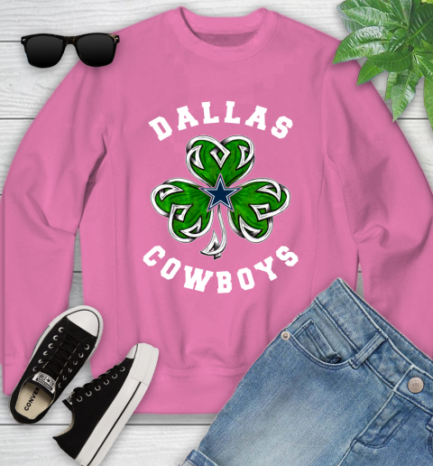 NFL Dallas Cowboys Three Leaf Clover St Patrick's Day Football Sports Youth Sweatshirt 6