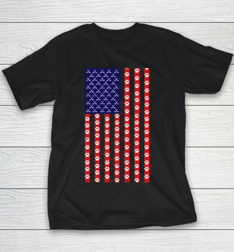 Hockey Dog Lover American Flag Youth T-Shirt