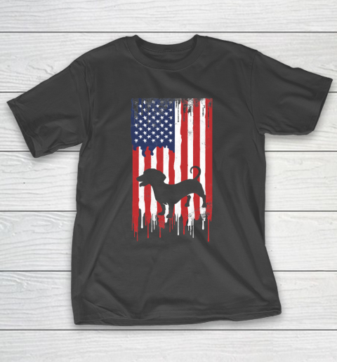 Dachshund 4th of July Patriotic American USA Flag T-Shirt