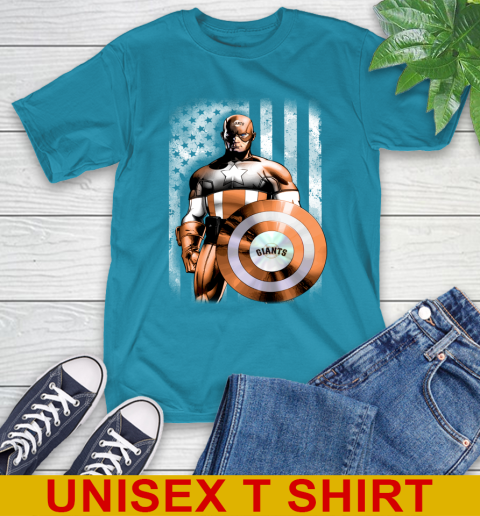 San Francisco Giants MLB Baseball Captain America Marvel Avengers American Flag Shirt T-Shirt 9
