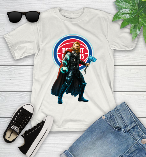 NBA Thor Avengers Endgame Basketball Detroit Pistons Youth T-Shirt