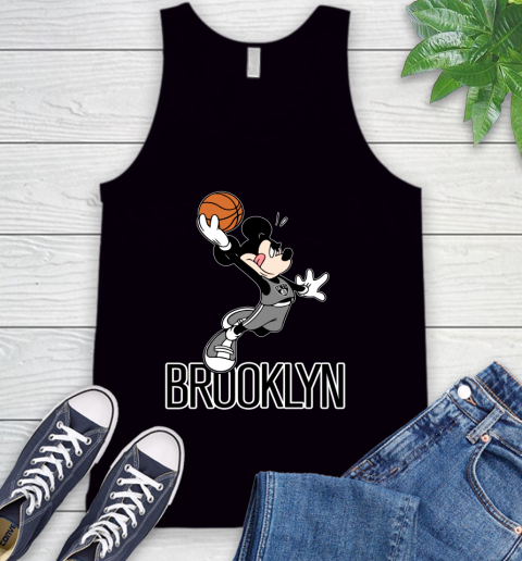 NBA Basketball Brooklyn Nets Cheerful Mickey Mouse Shirt Tank Top