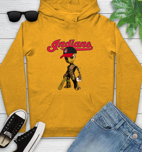MLB Cleveland Indians Groot Guardians Of The Galaxy Baseball Youth Hoodie 3