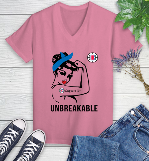 NBA Los Angeles Clippers Girl Unbreakable Basketball Sports Women's V-Neck T-Shirt 8