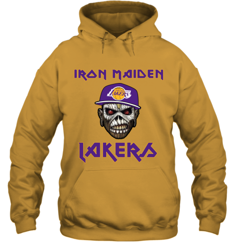 5ub4 nba los angeles lakers iron maiden rock band music basketball hoodie 23 front gold
