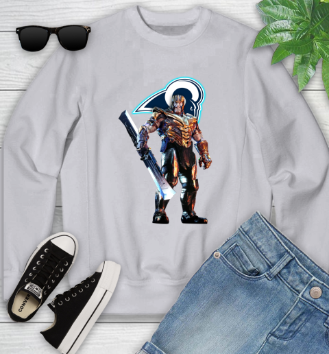 NFL Thanos Gauntlet Avengers Endgame Football Los Angeles Rams Youth Sweatshirt 4