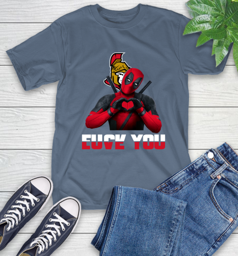 NHL Ottawa Senators Deadpool Love You Fuck You Hockey Sports T-Shirt 8