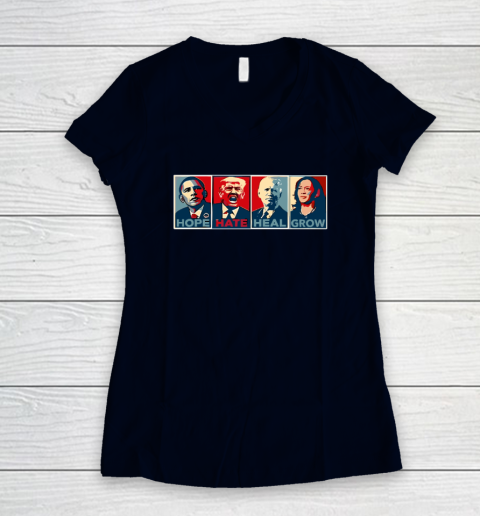 Hope Hate Heal Grow Women's V-Neck T-Shirt 2