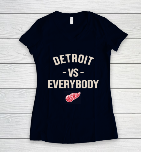 Detroit Red Wings Vs Everybody Women's V-Neck T-Shirt 2
