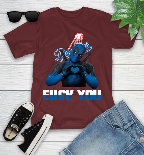 MLB Los Angeles Dodgers Deadpool Love You Fuck You Baseball Sports Youth T-Shirt 14