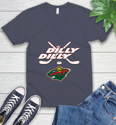 NHL Minnesota Wild Dilly Dilly Hockey Sports V-Neck T-Shirt 9