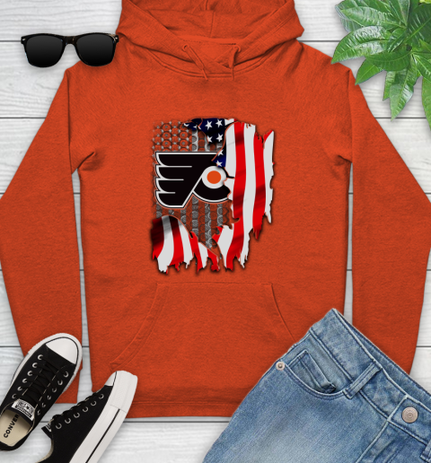 Philadelphia Flyers NHL Hockey American Flag Youth Hoodie 4
