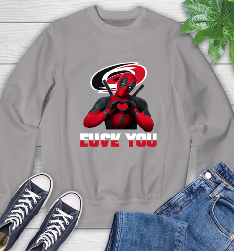 NHL Carolina Hurricanes Deadpool Love You Fuck You Hockey Sports Sweatshirt 5