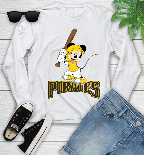 MLB Baseball Pittsburgh Pirates Cheerful Mickey Mouse Shirt Youth Long Sleeve 2