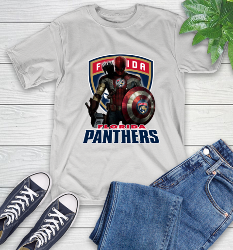 NHL Captain America Thor Spider Man Hawkeye Avengers Endgame Hockey Florida Panthers T-Shirt