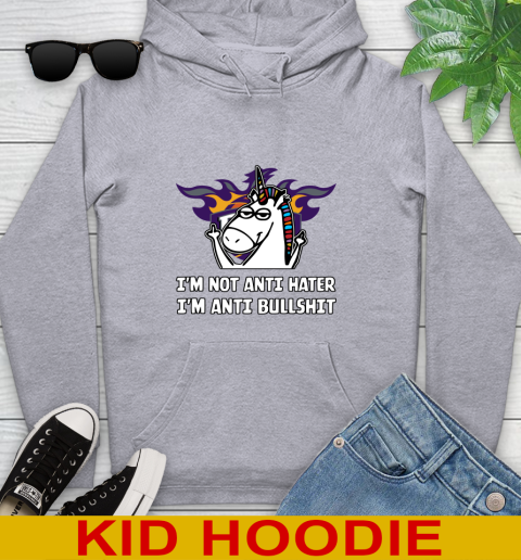 Phoenix Suns NBA Basketball Unicorn I'm Not Anti Hater I'm Anti Bullshit Youth Hoodie 6