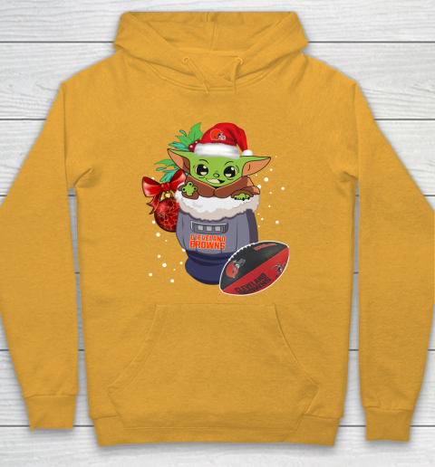 Cleveland Browns Christmas Baby Yoda Star Wars Funny Happy NFL Hoodie 3