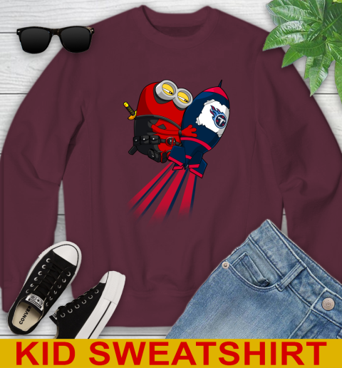 NFL Football Tennessee Titans Deadpool Minion Marvel Shirt Youth Sweatshirt 4
