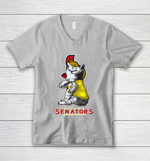NHL My Cat Loves Ottawa Senators Hockey V-Neck T-Shirt 3