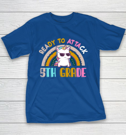 Back to school shirt Ready To Attack 5th grade Unicorn Youth T-Shirt 14
