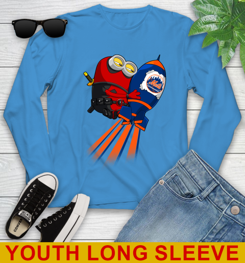 MLB Baseball New York Mets Deadpool Minion Marvel Shirt Youth Long Sleeve 8