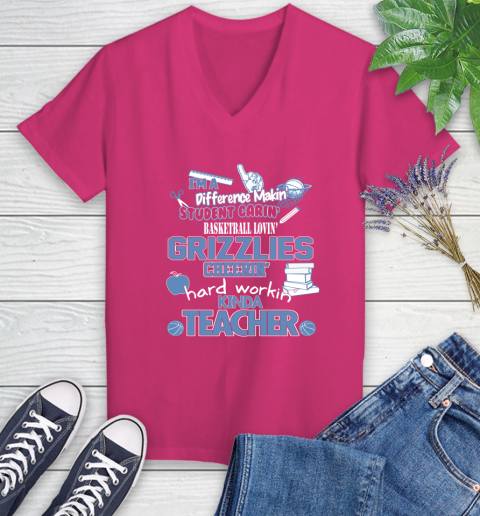 Memphis Grizzlies NBA I'm A Difference Making Student Caring Basketball Loving Kinda Teacher Women's V-Neck T-Shirt 9