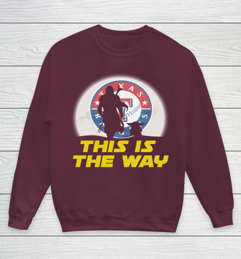 Texas Rangers MLB Baseball Star Wars Yoda And Mandalorian This Is The Way Youth Sweatshirt 4