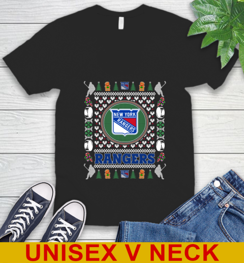 New York Rangers Merry Christmas NHL Hockey Loyal Fan V-Neck T-Shirt