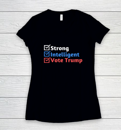 Strong Intelligent Women for Trump Girl MAGA Checklist Women's V-Neck T-Shirt