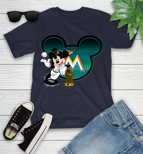 MLB Miami Marlins The Commissioner's Trophy Mickey Mouse Disney Youth T-Shirt 3