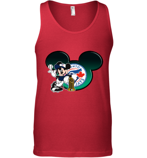 Toronto Blue Jays The Commissioner's Trophy Mickey Mouse 0agn toronto blue jays the commissioneramp 39 s trophy mickey mouse unisex tank 17 front red