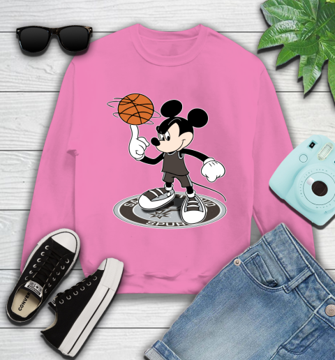 NBA Basketball San Antonio Spurs Cheerful Mickey Disney Shirt Youth Sweatshirt 6