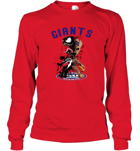 NFL New York Giants Football Venom Groot Guardians Of The Galaxy npU0NLBxJnQ long sleeve tee 14 95 151514 front red