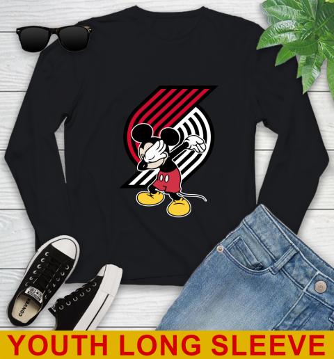Portland Trail Blazers NBA Basketball Dabbing Mickey Disney Sports Youth Long Sleeve 2