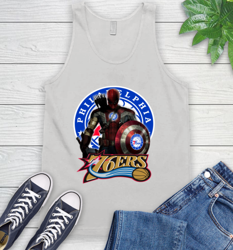 Philadelphia 76ers NBA Basketball Captain America Thor Spider Man Hawkeye Avengers (1) Tank Top