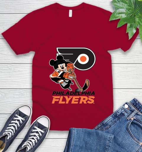 NHL Philadelphia Flyers Mickey Mouse Disney Hockey T Shirt V-Neck T-Shirt 8