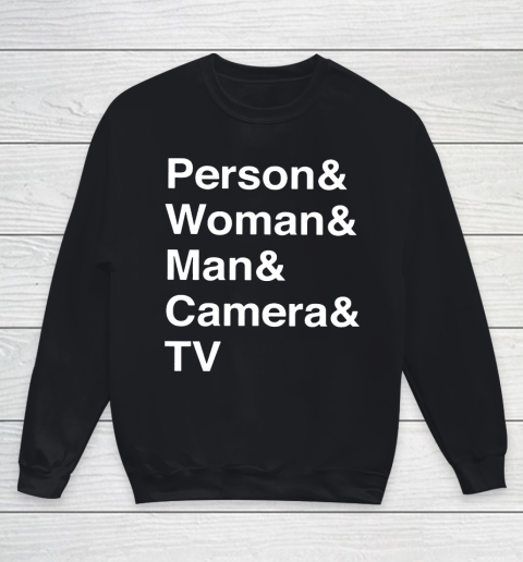 Person Woman Man Camera TV Youth Sweatshirt