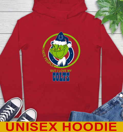 Indianapolis Colts NFL Christmas Grinch I Hate People But I Love My Favorite Football Team Hoodie 10