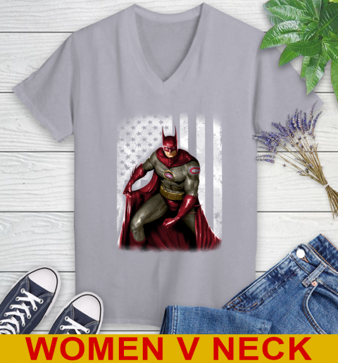Montreal Canadiens NHL Hockey Batman DC American Flag Shirt Women's V-Neck T-Shirt 4