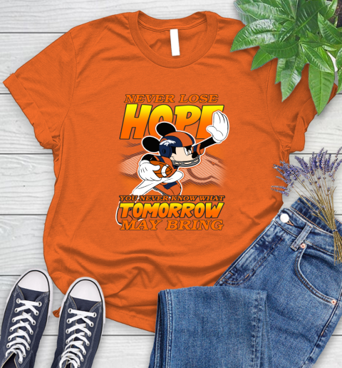 Denver Broncos NFL Football Mickey Disney Never Lose Hope Women's T-Shirt 3