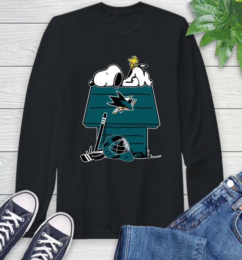 San Jose Sharks NHL Hockey Snoopy Woodstock The Peanuts Movie Long Sleeve T-Shirt 2