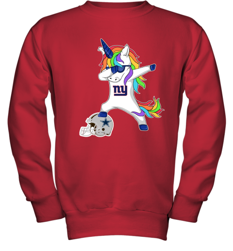Football Dabbing Unicorn Steps On Helmet New York Giants Youth Sweatshirt