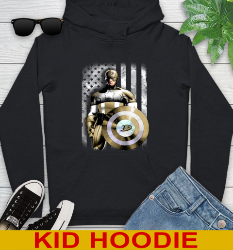 Anaheim Ducks NHL Hockey Captain America Marvel Avengers American Flag Shirt Youth Hoodie
