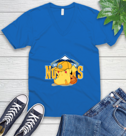 NBA Pikachu Basketball Sports Denver Nuggets V-Neck T-Shirt 6