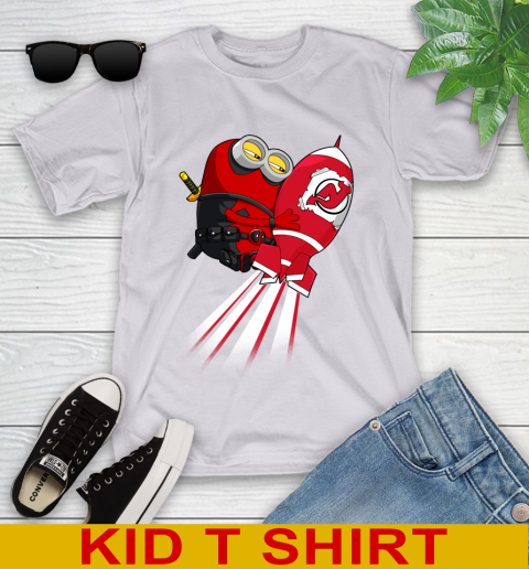 NHL Hockey New Jersey Devils Deadpool Minion Marvel Shirt Youth T-Shirt 4