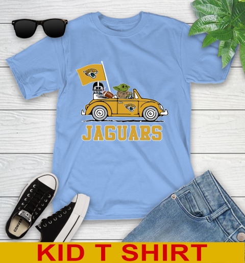 NFL Football Jacksonville Jaguars Darth Vader Baby Yoda Driving Star Wars Shirt Youth T-Shirt 11