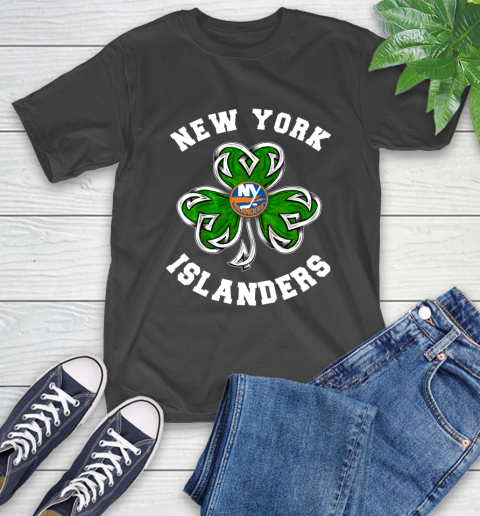 NHL New York Islanders Three Leaf Clover St Patrick's Day Hockey Sports T-Shirt